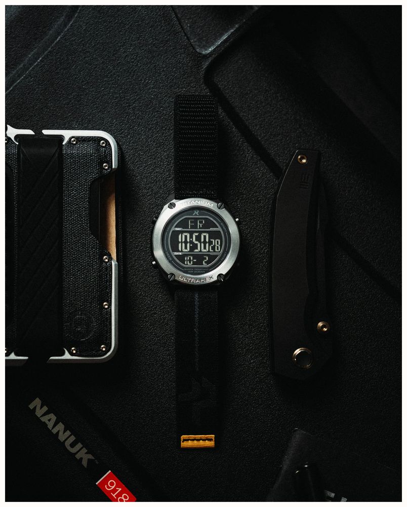 RZE UTD-8000 Multi-Function 'Anthracite' (42mm) Negative Display / Black Fabric Strap Watch UTD-8000-ANT - 备用视图 3