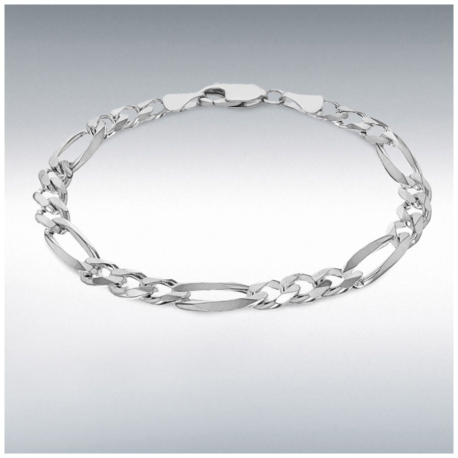 James Moore & Co Sterling Silver 6.5mm Diamond Cut Figaro Jewellery