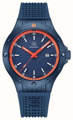GLOCK Precision Date Quartz (44mm) Blue Textured Dial / Blue Silicone RTF Strap GW-33-2-24