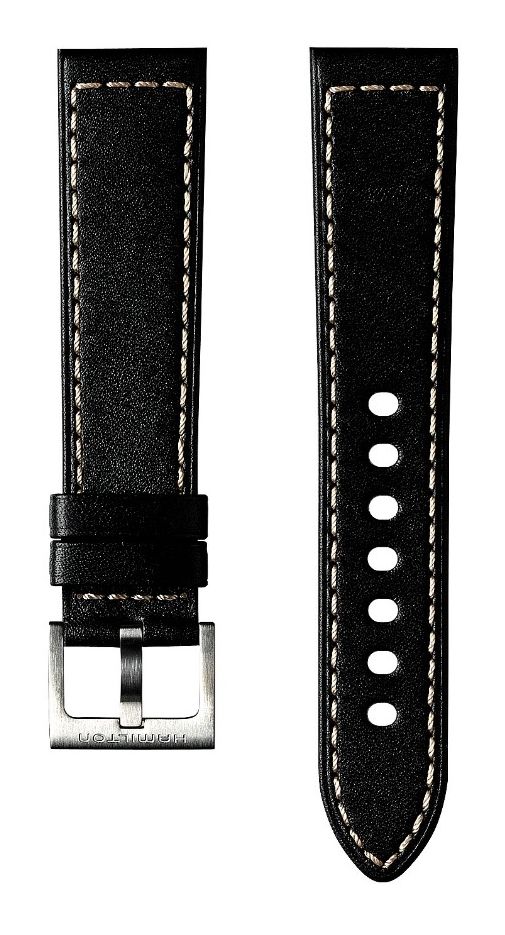 Hamilton Straps Bracelet en cuir noir kaki field - 20 mm ( montre