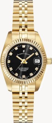 Jacques Du Manoir Inspiration Elegance (26mm) Black Sunray Dial / Gold PVD Stainless Steel Bracelet NRO.22