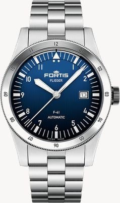 FORTIS Flieger f-41 automatisches Liberty-Blau (41 mm) Edelstahl-Blockarmband F4220024