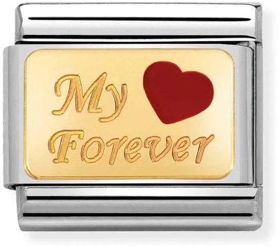 Nomination Classic My Forever 18ct Gold & Steel Enamel Charm 030284/26