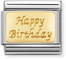 Nomination Classic ENGRAVED SIGNS In Stainless Steel With 18k Gold CUSTOM Happy Birthday (engraved) Charm 030121/09