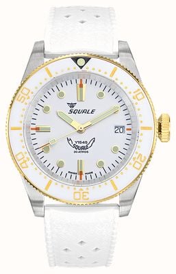 Squale 1545 White (40mm) White Dial / White Homage Tropic Rubber 1545WTWT.HTW