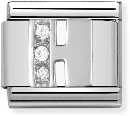 Nomination Classic Letter H Sterling Silver & Steel Cubic Zirconia Charm 330301/08