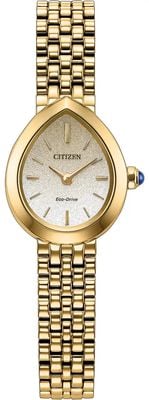 Citizen L rainell Eco-Drive (20mm) ホワイト&ゴールドダイアル / ゴールドPVDステンレススチールブレスレット ウォッチ EX1552-59A