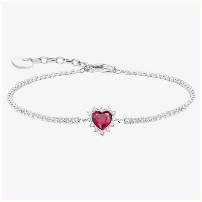 Thomas Sabo Romance Silver Ruby & Cubic Zirconia Heart Bracelet A2188-013-10-L19V