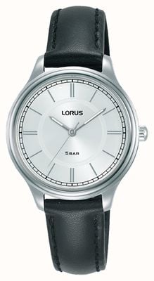 Lorus Quartz classique (32 mm) cadran soleillé blanc / cuir noir RG211VX9