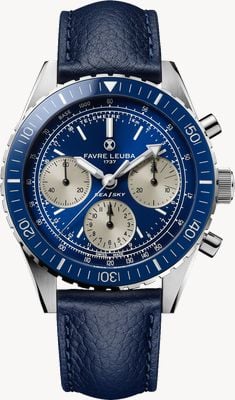 Favre Leuba Sea Sky Revival Automatic Chronograph (40mm) Blue Sunray Dial / Blue Leather Strap 00.20212.112.02.102