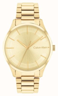 Calvin Klein Gouden sunray wijzerplaat | gouden roestvrijstalen armband 25200043