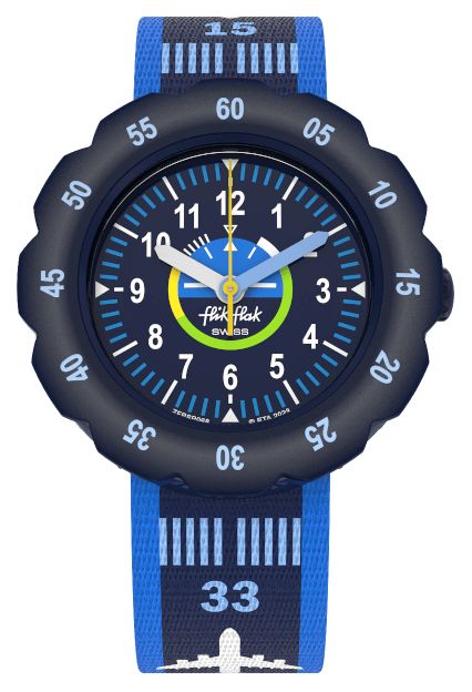 Flik Flak Kid's take off (34,75 mm) cadran bleu / bracelet montre