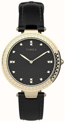 Timex Reloj Legacy para mujer con esfera negra/correa de piel negra. TW2V45100