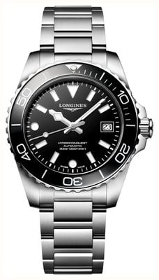 LONGINES ハイドロコンクエスト オートマチック (39mm) ブラックラッカーダイヤル / ステンレススチールブレスレット L37794566