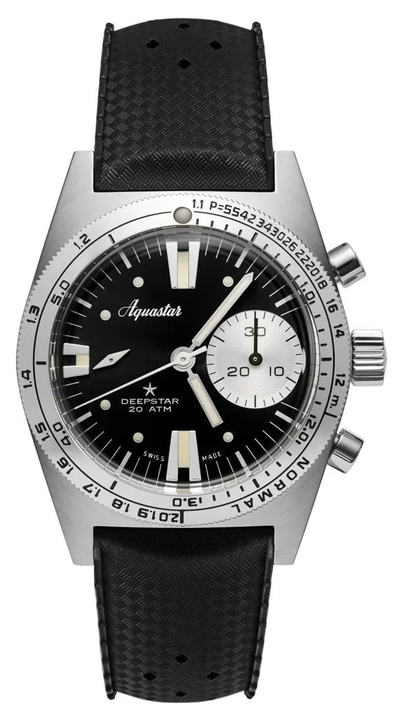 Aquastar Deepstar Automatic Chronograph 39mm Vintage Black Watch