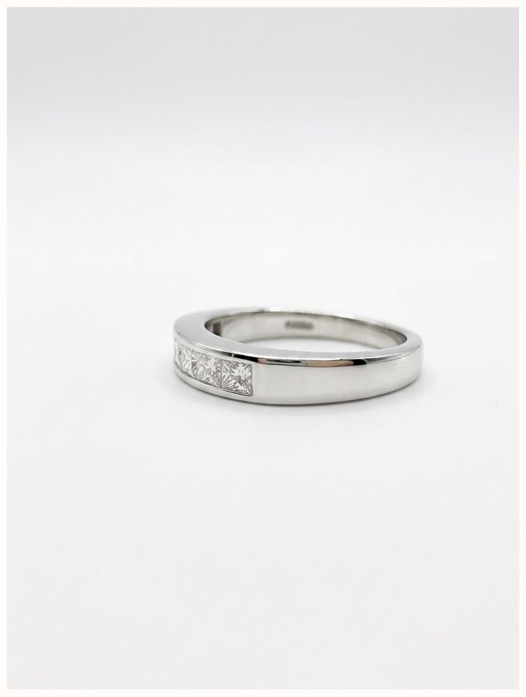 7 Stone Natural Princess Cut Diamond 18k White Gold Half Eternity Ring JM1323 - widok alternatywny 2