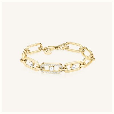Rosefield Jewellery Modern Pearl Link Gold Bracelet JBPLG-J1296