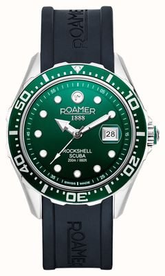 Roamer Rockshell mkiii scuba mostrador verde / pulseira de silicone preta 867833 41 75 02
