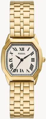 Fossil Harlow feminino (27 mm) mostrador creme / pulseira de aço inoxidável dourado ES5361