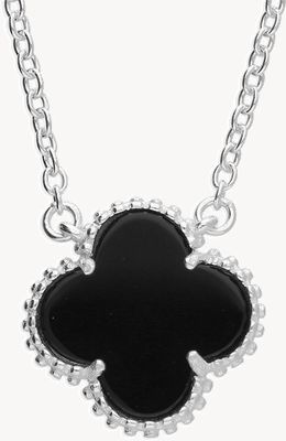 Sterling Silver Onyx Quatrefoil Necklace H6401/O
