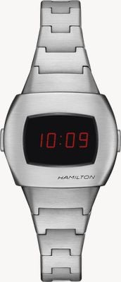 Hamilton Montre à quartz numérique American Classic PSR 74 (31 mm), cadran noir et bracelet en acier inoxydable H52304130