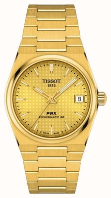 Tissot Prx powermatic 80 (35mm) gouden wijzerplaat / goud pvd edelstaal T1372073302100