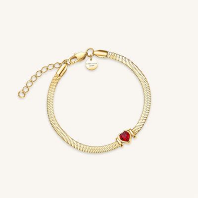 Rosefield Jewellery Snake Ruby Heart Gold Bracelet JBSRG-J1012