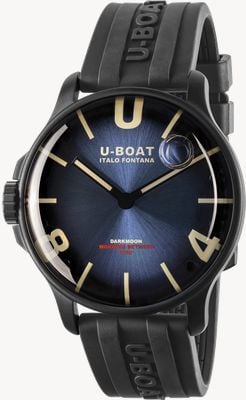 U-Boat Quadrante blu soleil in PVD Darkmoon (46,5 mm) / cinturino in gomma vulcanizzata nera 8700/E
