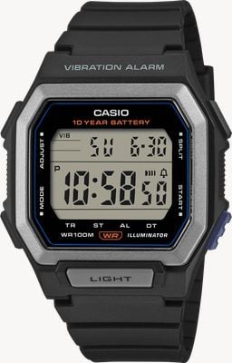 Casio W-738 Serie Vibrations-Alarm-Illuminator (42,8 mm) Digitalanzeige / schwarzes Kunstharzarmband W-738H-1AVEF