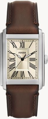 Fossil Mostrador creme Carraway (30 mm) / pulseira de couro marrom FS6012