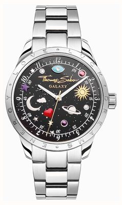 Thomas Sabo Cronografo Uomo WA0375-201-203 – Cassa 40mm, Quadrante Nero, Bracciale Acciaio, Ispirazione Vintage