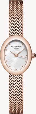 Rosefield Mini Oval (18mm) Mother-of-Pearl Dial / Rose Gold-Plated Stainless Steel Bracelet MWRMR-M07