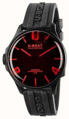 U-Boat Darkmoon pvd - vidro vermelho (44 mm) mostrador preto / pulseira de borracha vulcanizada preta 8466/C