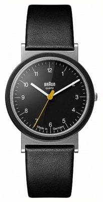 Braun Classique 1989 hommage design bracelet en cuir noir cadran noir AW10