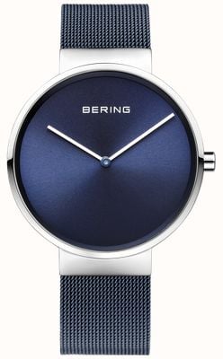 Bering Bracelet unisexe en maille d'acier plaqué fer bleu 39 mm 14539-307