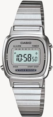 Casio Klassisches Damen-Digitalzifferblatt/Edelstahlarmband LA670WEA-7EF