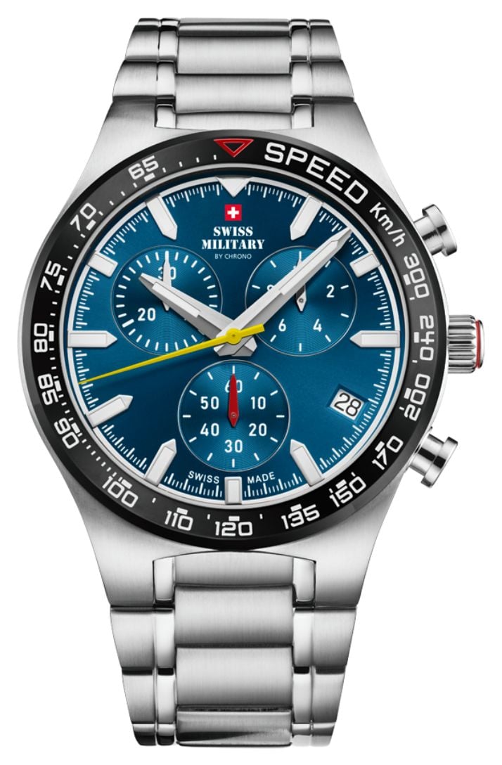 Swiss Military by Chrono Blue Dial Stainless Steel Bracelet Watch