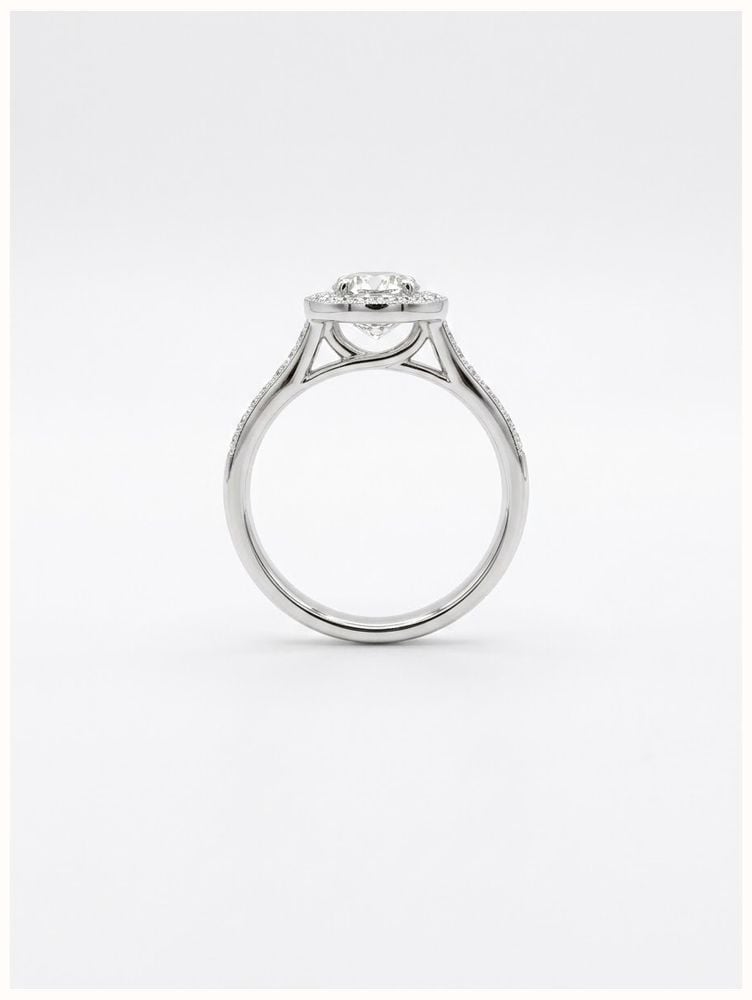 Round Brilliant Natural Diamond Platinum Halo Ring J62058 - vista alternativa 3