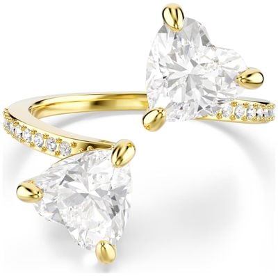 Swarovski Mesmera open ring Heart cut, Pavé, White, 18K gold finish, Size 60 5733478