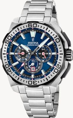 Festina Chrono Bike 2025 (45.5mm) Blue Dial / Stainless Steel Bracelet F20724/2