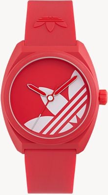 Adidas Project Three (42 mm) com mostrador vermelho e pulseira de borracha biológica vermelha. AOST26043