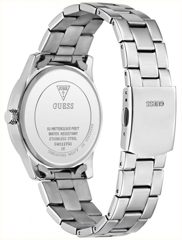 Guess Mens Quentin Blue Sunray Dial Silver-Tone Stainless Steel Bracelet GW1127G1 - альтернативный вид 3