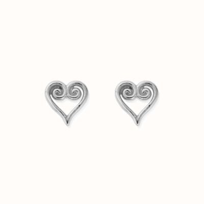 ChloBo In Bloom SCROLL HEART Stud Earrings - 925 Sterling Silver SEST3424