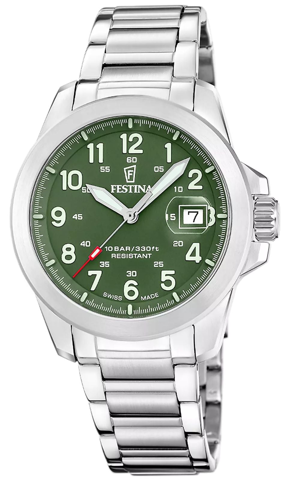 Festina Swiss Made Field Quartz 42mm Green Dial  Watch