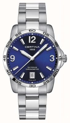 Certina Podium ds hommes | chronomètre | 40 mm | cadran bleu | C0344511104700