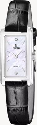 Festina Mademoiselle 石英腕表（25毫米）珍珠贝母表盘 / 黑色皮表带 F20769/1