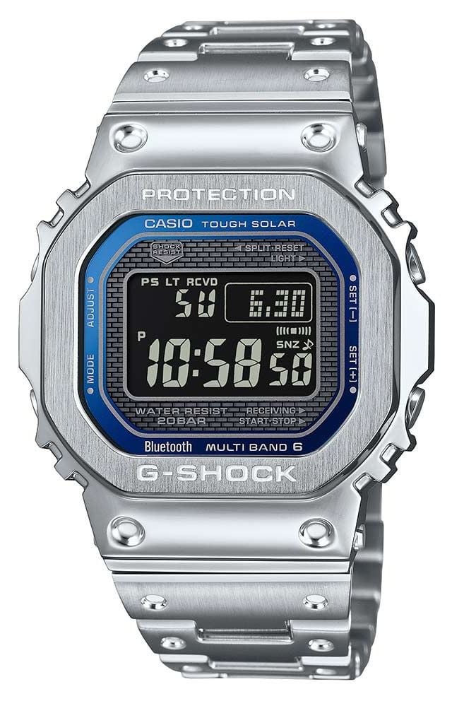 Casio G Shock Metal Tough Solar Blue Digital Dial Stainless Steel Bracelet GMW B5000D 2ER James Moore Co. Jewellers of Distinction Since 1997 in Kenilworth Warwickshire