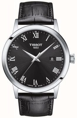 Tissot Классический кварцевый ремешок Classic Dream (42 мм), черный циферблат / черный кожаный ремешок T1294101605300