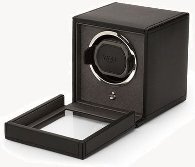 WOLF Cubs Black Single Watch Winder With Cover 461103