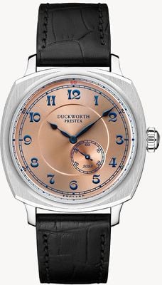 Duckworth Prestex Bolton Automatik Coronation Special Edition (39mm) Lachsrosa Zifferblatt / schwarzes Lederarmband Uhr D944-07-B